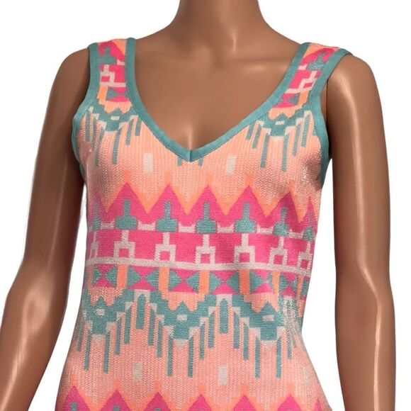 2B by bebe Multicolored Knit Sleeveless Bodycon Dress LARGE - Picture 6 of 14
